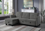 Dark Gray Velvet Reversible Sleeper Sectional Sofa With Chaise - Omega Lifestyles