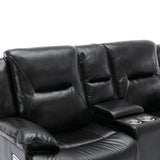 Manual Black Leather Gel Recliner Chair With LED Light Strip - Omega Lifestyles