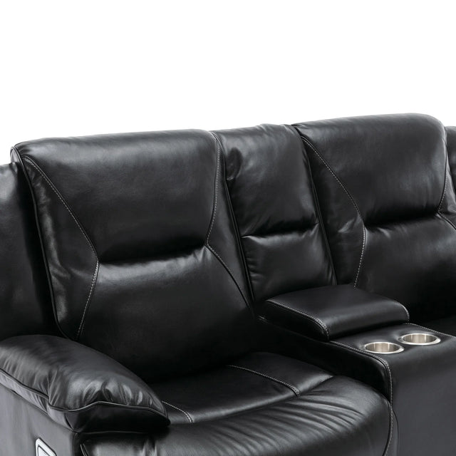 Manual Black Leather Gel Recliner Chair With LED Light Strip - Omega Lifestyles