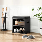 Wooden Entryway Storage Shoe Bench With Cushion Seating - Omega Lifestyles
