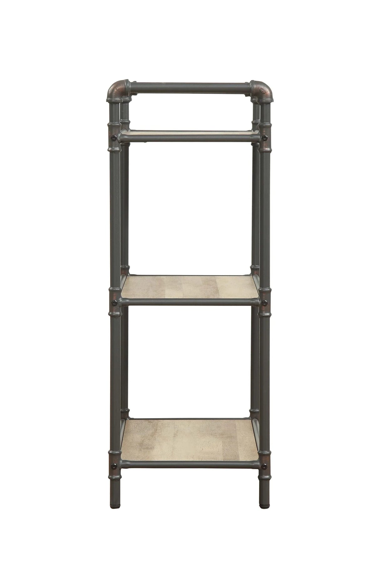 Industrial Gray Oak 3-Tier Metal Bookshelf Storage Unit - Omega Lifestyles