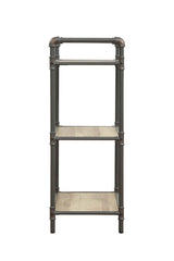 Industrial Gray Oak 3-Tier Metal Bookshelf Storage Unit - Omega Lifestyles