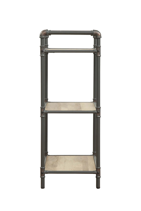 Industrial Gray Oak 3-Tier Metal Bookshelf Storage Unit - Omega Lifestyles