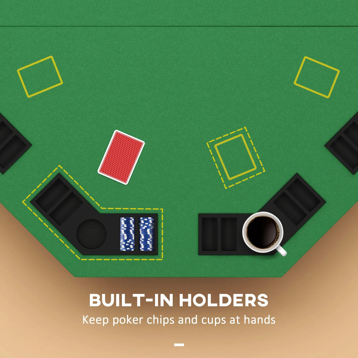 Foldable 8-Player Felt Fold-Up Poker Table - Omega Lifestyles