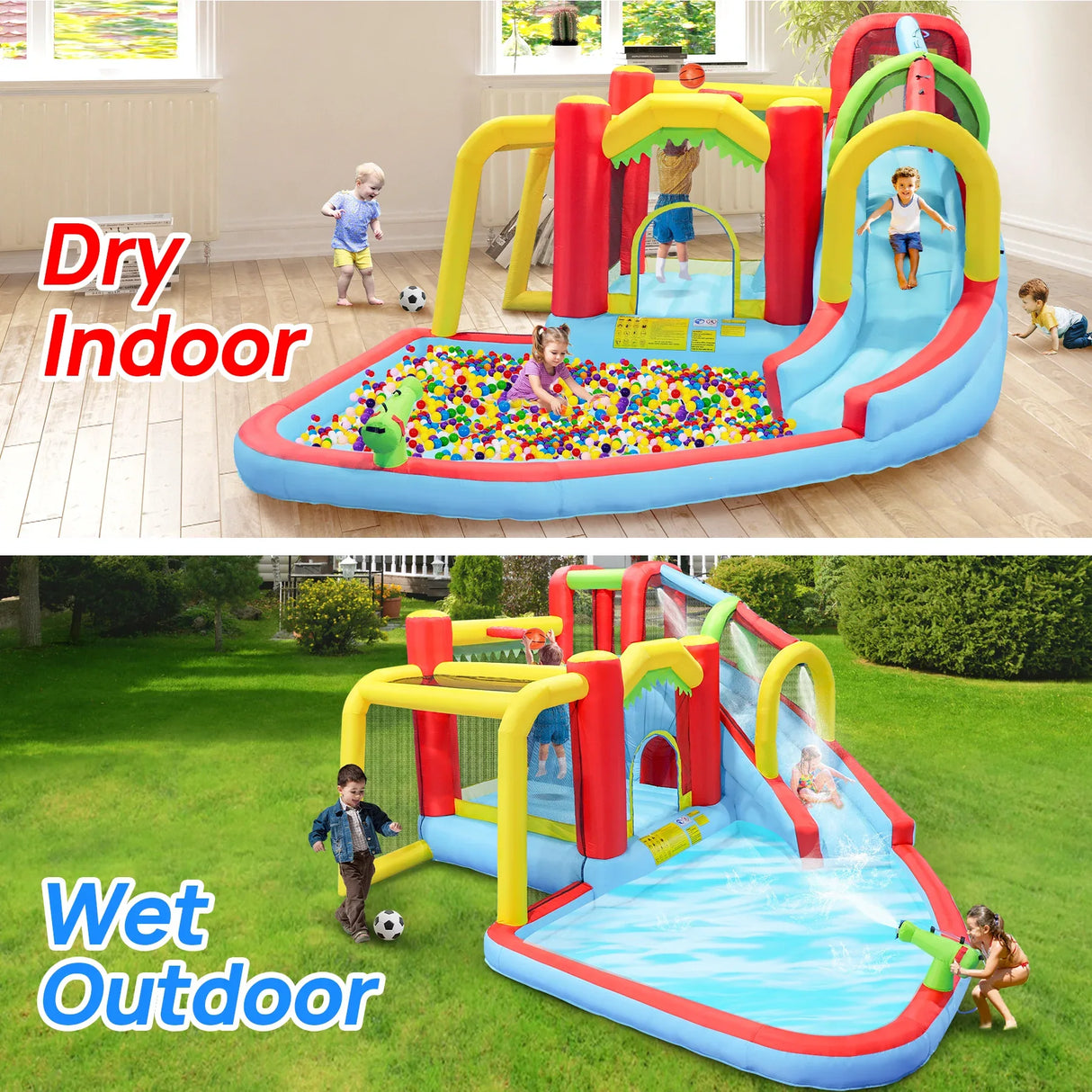 7-in-1 Inflatable Outdoor Water Park Bounce House - Omega Lifestyles