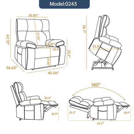 Medium Firm Faux Leather Power Lift Massage Recliner Chair - Omega Lifestyles