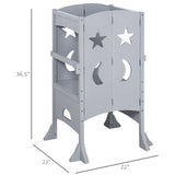 Foldable Wooden Kids Kitchen Step Stool With Safety Rail - Omega Lifestyles