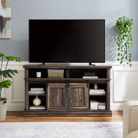 Mid Century Antique Brown MDF Media Console Table - Sleep Galleria