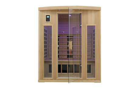 Low EMF Far Infrared Solid Wood Hemlock Sauna For 3 - Omega Lifestyles