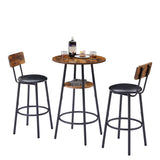 Rustic Brown Bar Table Set With Upholstered Stools - Omega Lifestyles