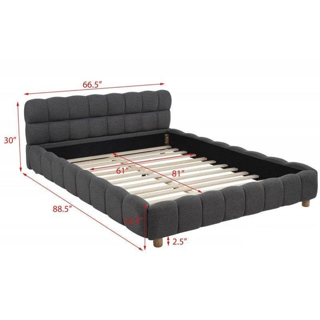 Contemporary Fabric Upholstered Queen Platform Bed Frame - Omega Lifestyles