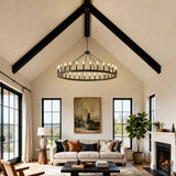 Matte Black Farmhouse Wagon Wheel Chandelier 30-Light - Omega Lifestyles