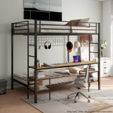 Full Over Twin Metal Bunk Bed With Desk Charging Station - Omega Lifestyles