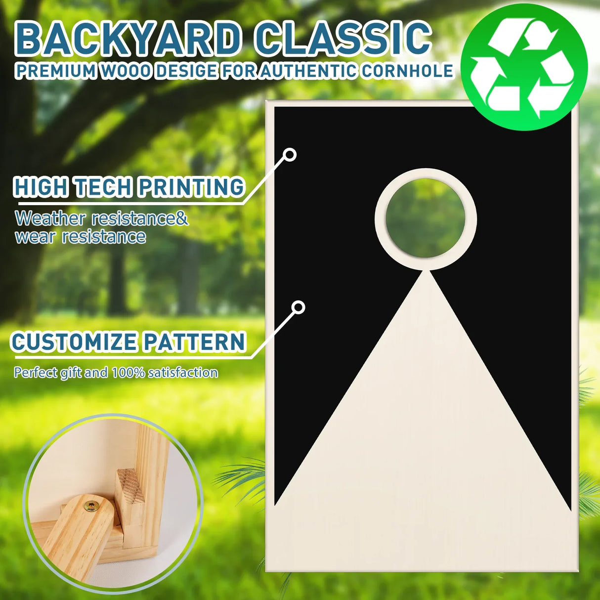 Solid Wood Tailgate Size Cornhole Set With Bean Bags - Omega Lifestyles