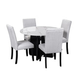 5-Piece Round Solid Wood Dining Table Set With Upholstered Chairs - Omega Lifestyles