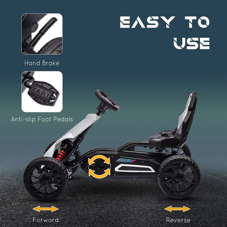 Kids Pedal Go Kart With Adjustable Seat And Handbrake - Omega Lifestyles