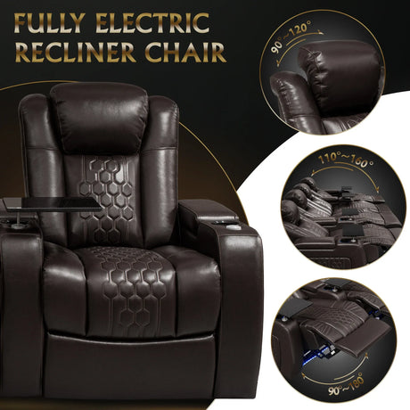 Top-Grain Nappa Leather Power Recliner With RGB Lighting - Omega Lifestyles