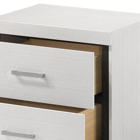 White Finish Metal Synthetic Wood Nightstand With Drawer - Omega Lifestyles