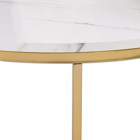 Modern Round Nesting 2-Piece White Marble Coffee Table Set - Sleep Galleria
