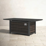 Espresso Aluminum Wicker Outdoor Propane Fire Pit Table - Omega Lifestyles