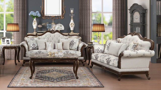 Traditional 2-Piece Button Tufted Living Room Furniture Set - Omega Lifestyles
