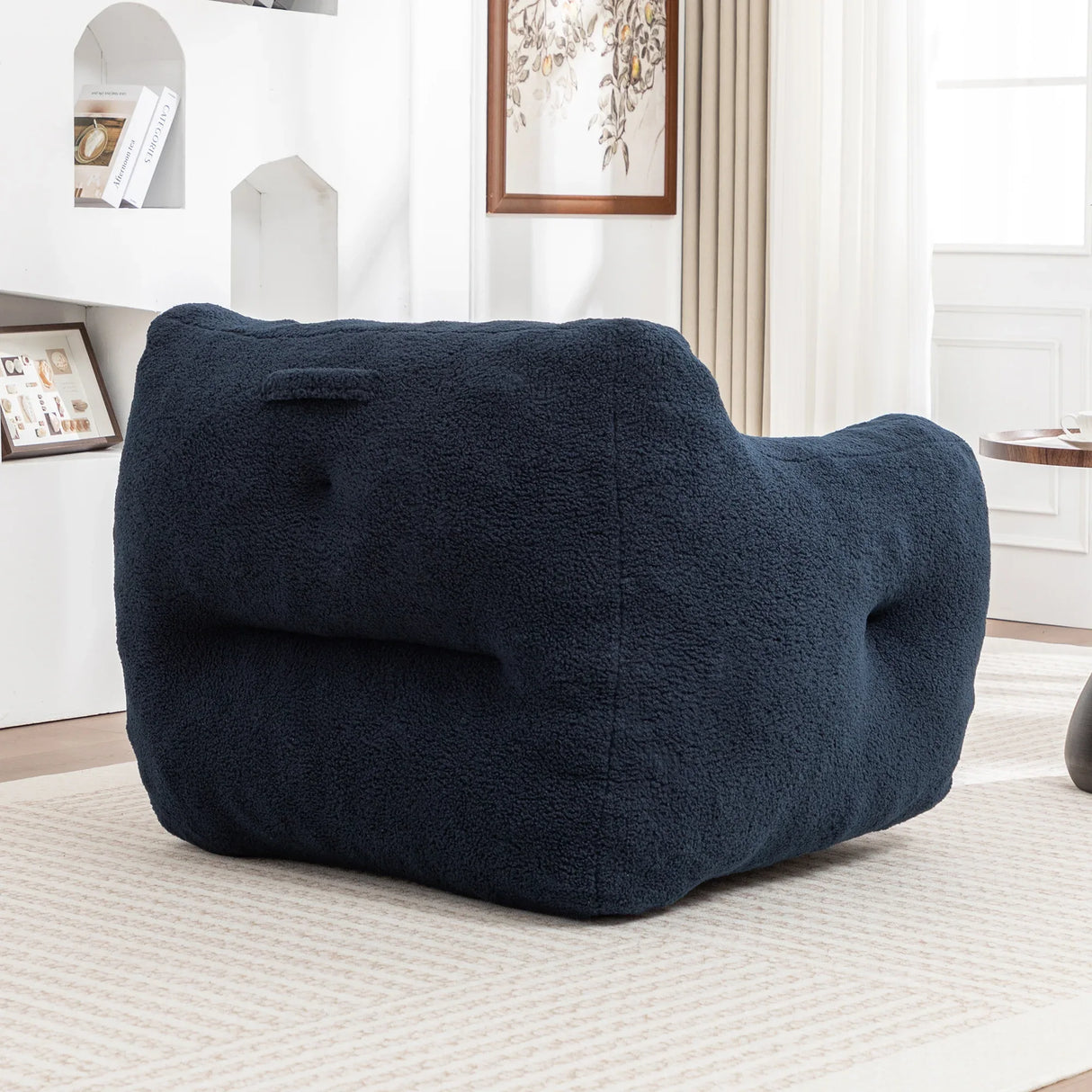 High-Density Foam Teddy Bean Bag Chair With Armrests - Omega Lifestyles