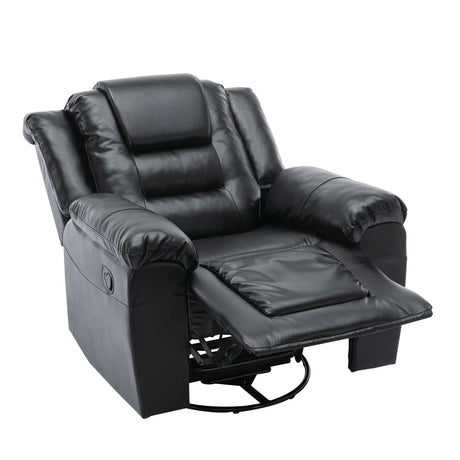 Manual Rocking 360-Degree Swivel Recliner Chair With PU Upholstery - Omega Lifestyles