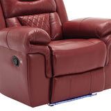Wine Red Faux Leather Manual Recliner Chair With LED Strip - Omega Lifestyles