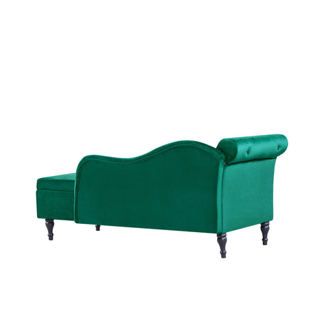 Velvet Upholstered Storage Chaise Lounge Bench - Omega Lifestyles