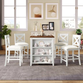 5-Piece Counter Height Rustic Farmhouse Dining Table Set - Omega Lifestyles