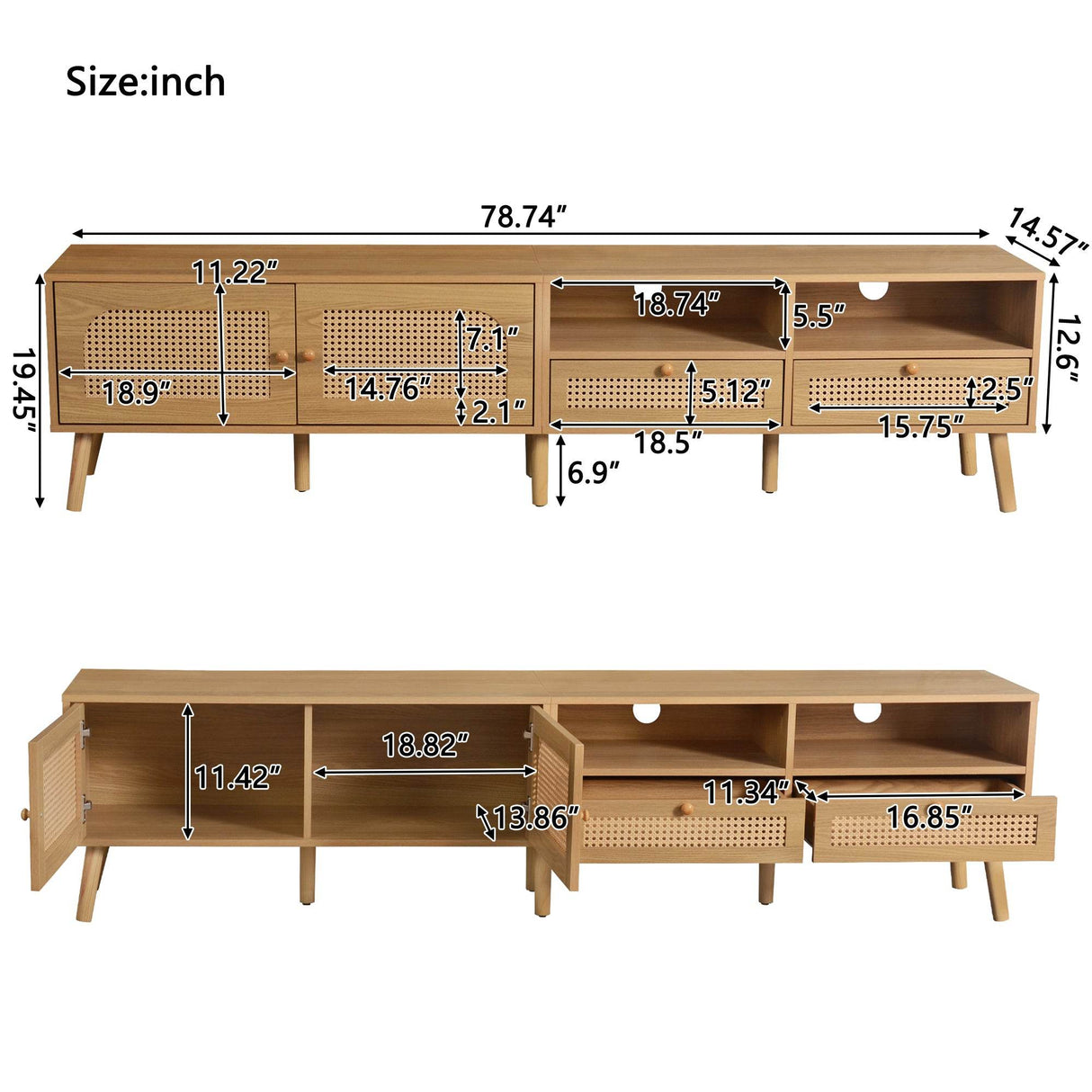 Boho Farmhouse Solid Wood TV Stand Cabinet - Sleep Galleria