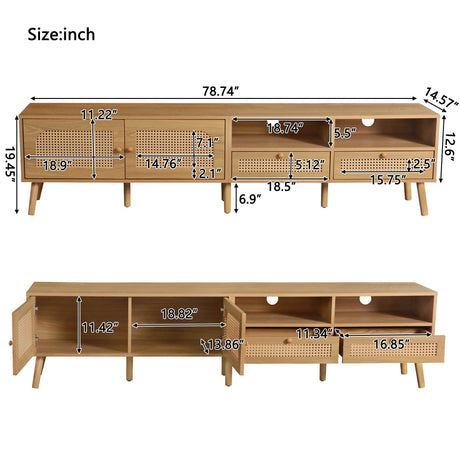 Boho Farmhouse Solid Wood TV Stand Cabinet - Sleep Galleria