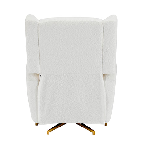 Boucle Upholstered Beige Power Recliner Chair With Swivel - Omega Lifestyles