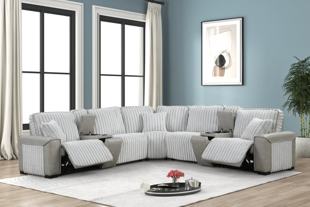 Power Reclining Modern Corduroy Sectional Sofa With Console - Omega Lifestyles