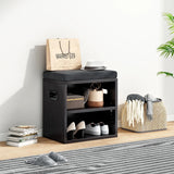 Wooden Entryway Storage Shoe Bench With Cushion Seating - Omega Lifestyles