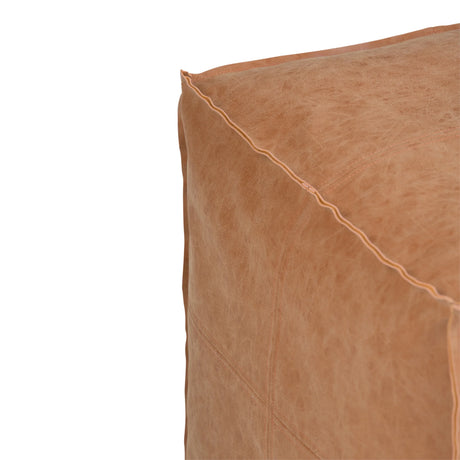 Handcrafted Distressed Brown Faux Leather Square Pouf - Omega Lifestyles