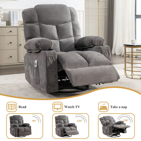Oversized Soft Massage Recliner Chair With Heating - Omega Lifestyles
