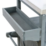 Farmhouse Solid Fir Wood Outdoor Kitchen Island Cart - Omega Lifestyles