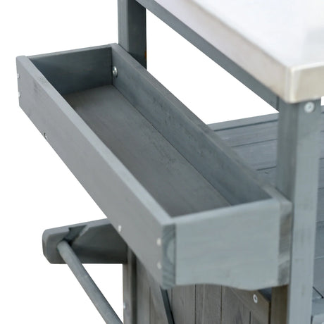 Farmhouse Solid Fir Wood Outdoor Kitchen Island Cart - Omega Lifestyles