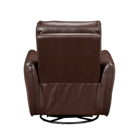 Brown Leather Swivel Recliner Chair With Wood Frame - Omega Lifestyles