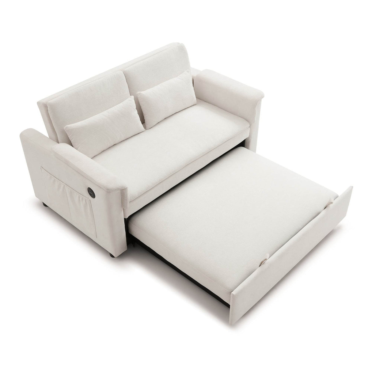 Velvet Pull Out Sofa Bed With Adjustable Backrest - Omega Lifestyles