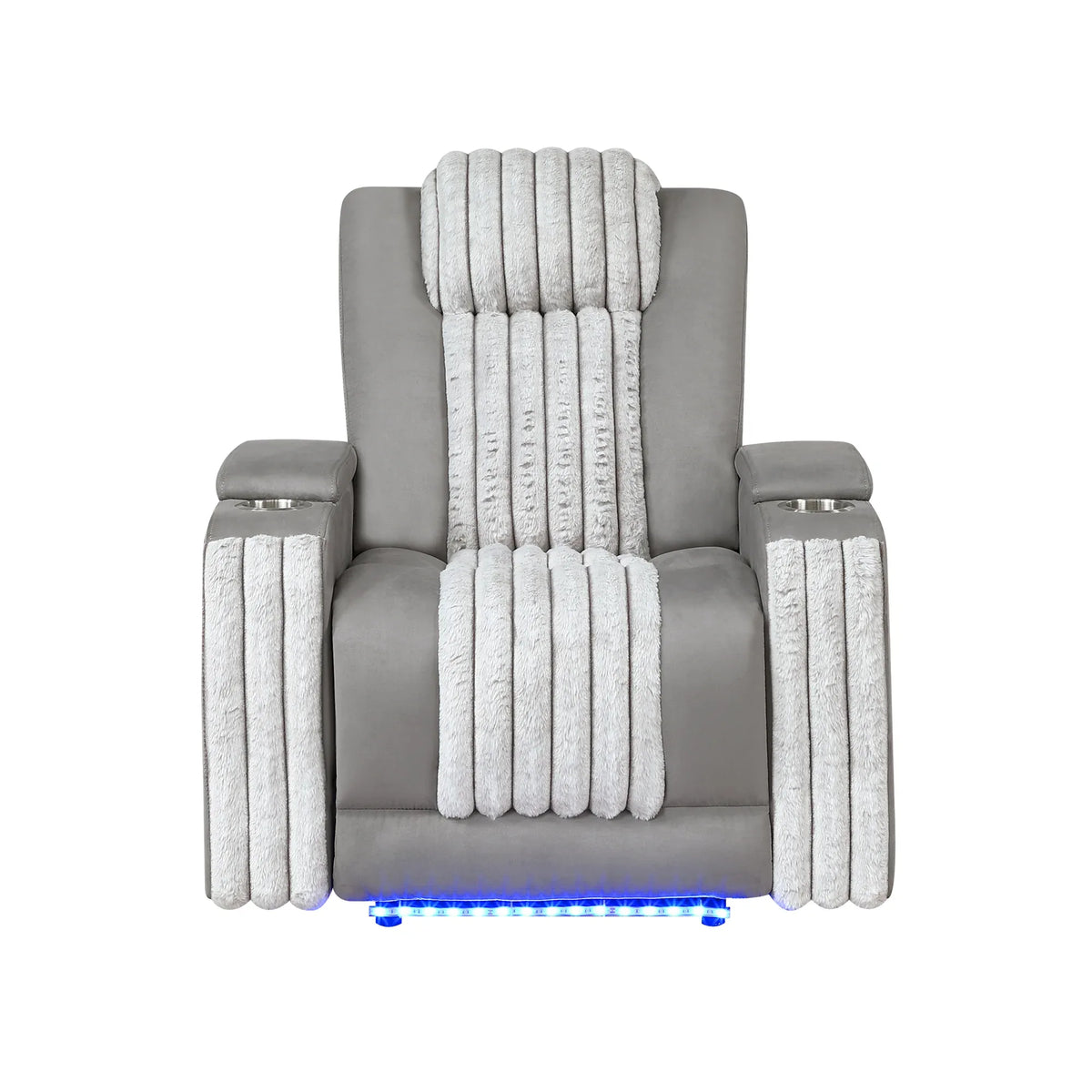 Modern Grey Power Recliner With Power Headrest LED Lighting - Omega Lifestyles