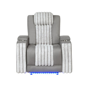 Modern Grey Power Recliner With Power Headrest LED Lighting - Omega Lifestyles