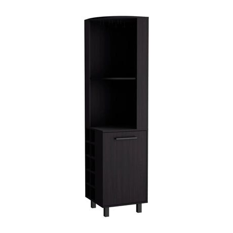 Modern Black MDF Corner Bar Cabinet With Wine Rack - Omega Lifestyles