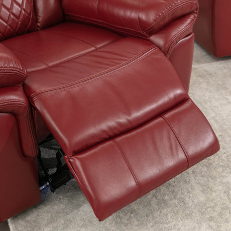 Wine Red Faux Leather Manual Recliner Chair With LED Strip - Omega Lifestyles