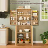 Modern Fluted Walnut Pantry Cabinet With Shelves - Omega Lifestyles