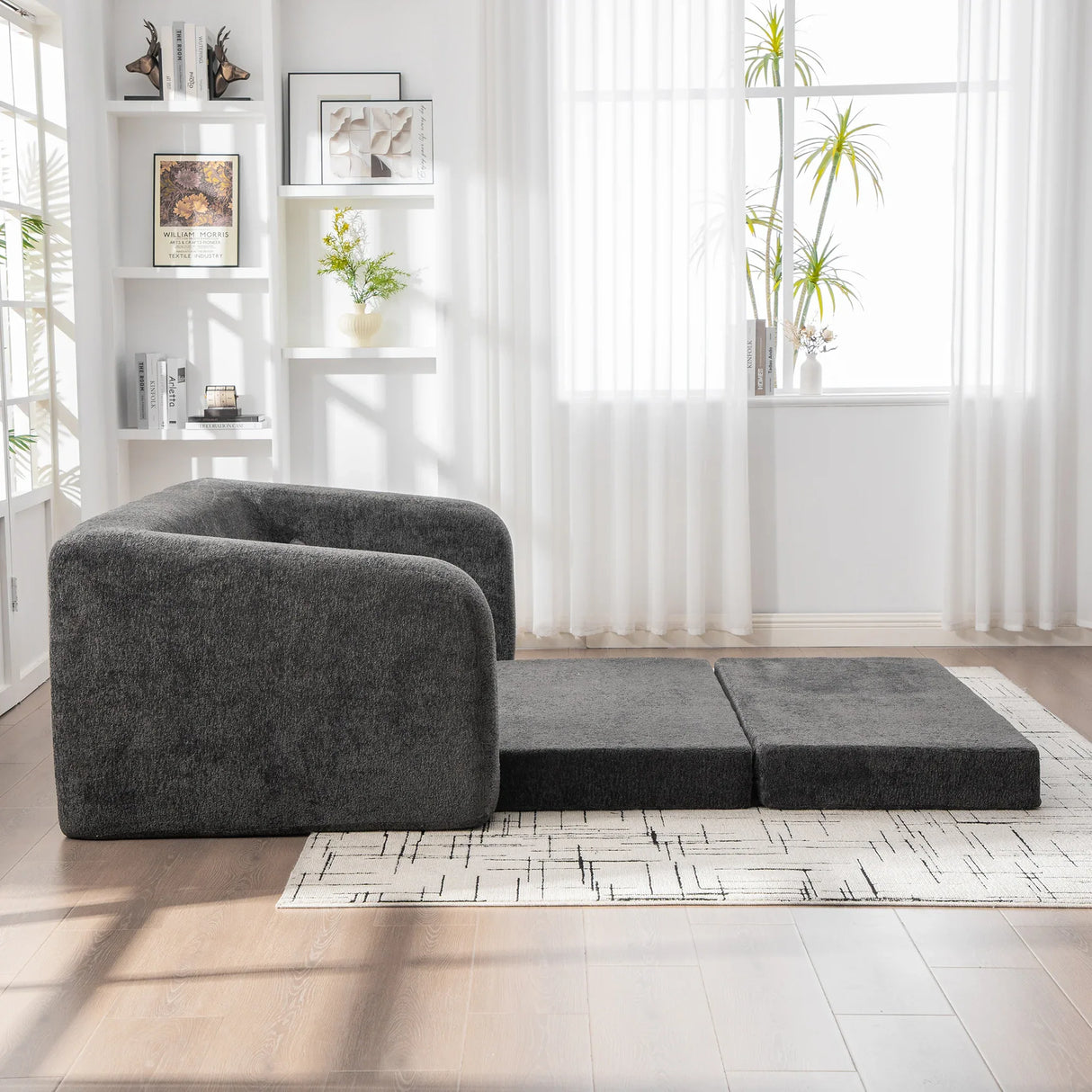 Convertible Chenille Loveseat Sofa Bed With Pillows - Omega Lifestyles