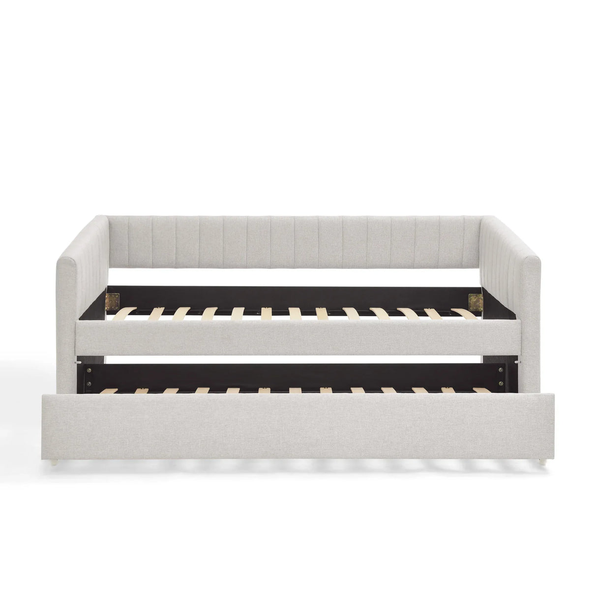 Twin Upholstered Linen Daybed With Functional Trundle - Omega Lifestyles