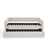 Twin Upholstered Linen Daybed With Functional Trundle - Omega Lifestyles