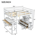 Full White Pine Full Loft Bed With Built-In Desk - Omega Lifestyles